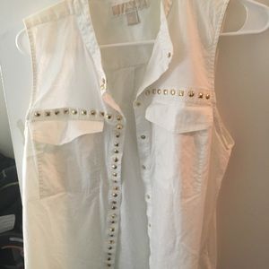 White Button down with studs